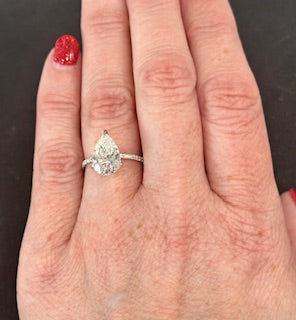 3 ct. Certified Lab Pear Shaped Diamond Engagement Ring on hand