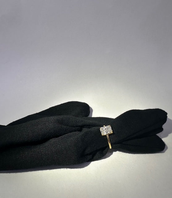 Rectangular lab grown diamond solitaire