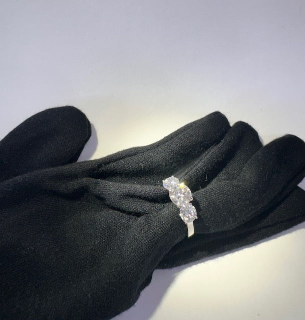 past, present, future three stone anniversary ring