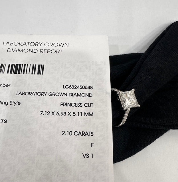 2.11 CT Certificate with Princess Cut Engagement Ring