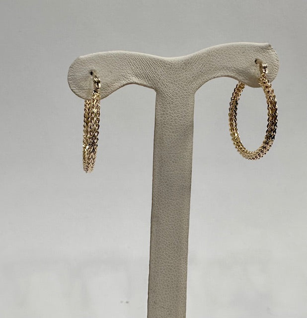 Diamond cut gold hoops