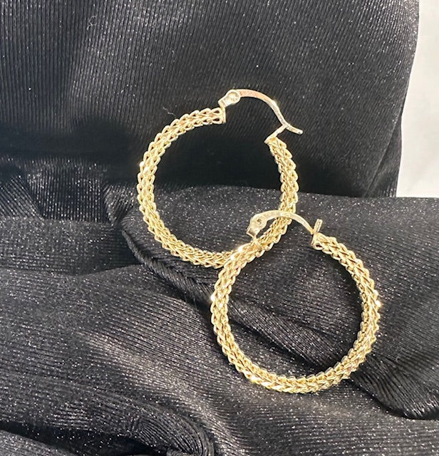 Yellow gold diamond cut hoops