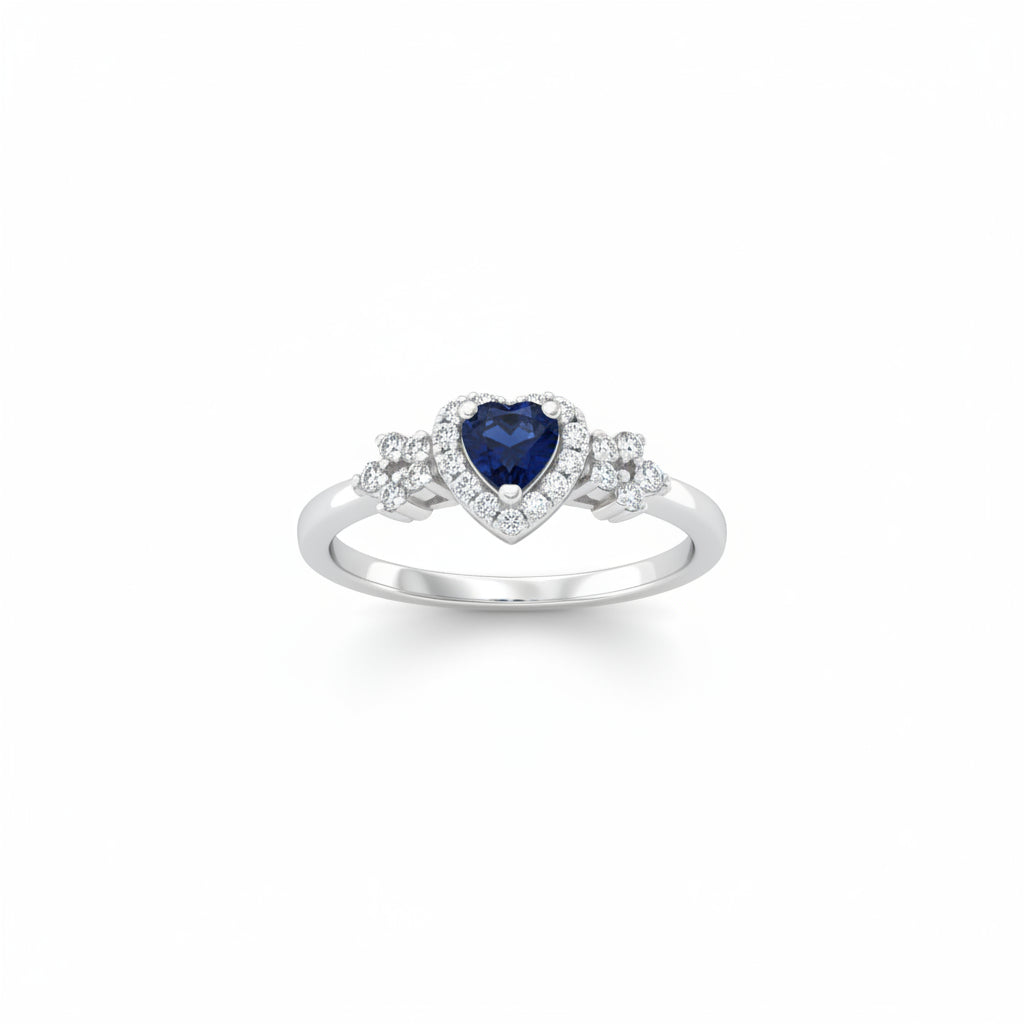 Natural diamond and blue sapphire in white gold