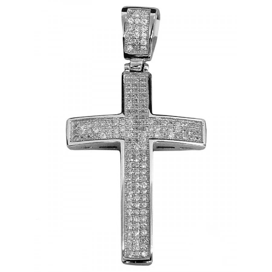 Silver Moissanite Diamond Cross Pendant
