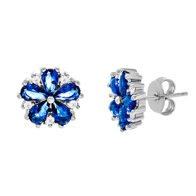 Sterling silver blue flower studs