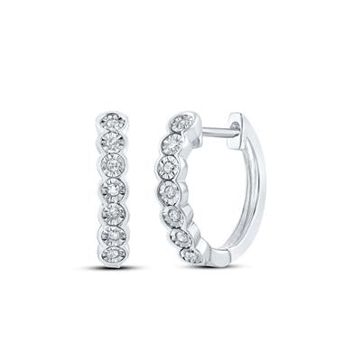 Natural diamond and sterling silver hoops
