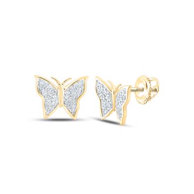 1/8 CTW Natural Round Diamond Butterfly Earrings