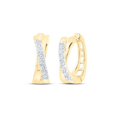 1/6 CTW Natural Diamonds Twisted Gold Hoops