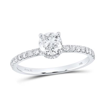 Natural diamond 14k white gold bridal ring