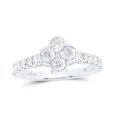 1CTW Natural Diamond Clover Ring in white gold