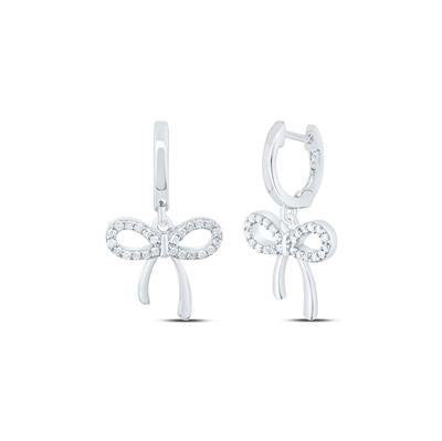 Natural diamond dangle bow earrings