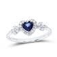 heart ring in white gold with blue sapphire