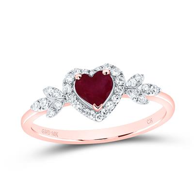 Diamond and ruby heart ring