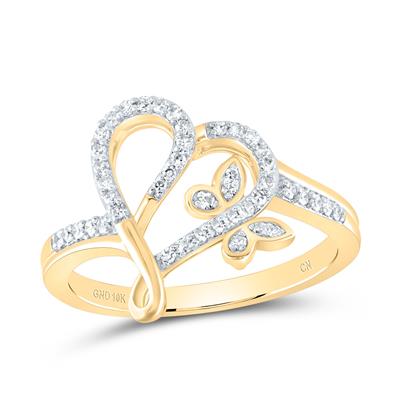 1/5CTW Natural Diamond Butterfly Heart Ring