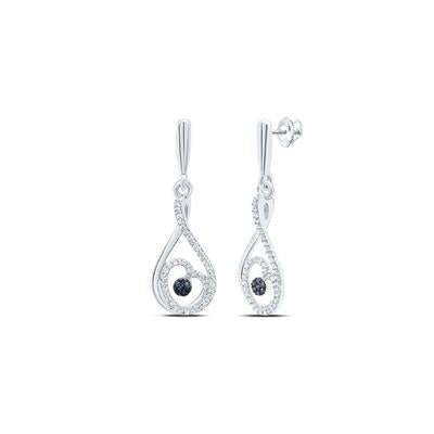 White gold with diamonds dangle heart earrings