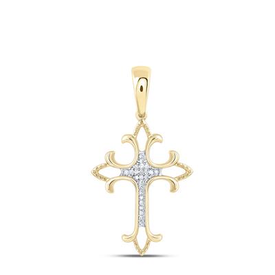 Yellow gold and natural diamond cross pendant