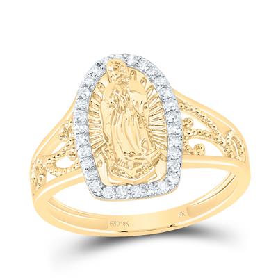 yellow gold virgin mary ladies ring