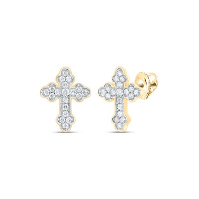 1/5 CTW Natural Diamond Delicate Cross Stud Earrings