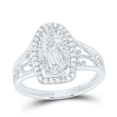 White gold virgin mary ladies ring