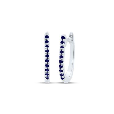 1/12CTW Natural Gem Blue Sapphire Hoop Earrings