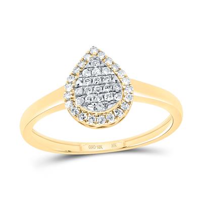 Diamond cluster pear ring in yellow gold