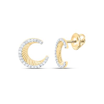 Natural diamond and 10k gold moon studs
