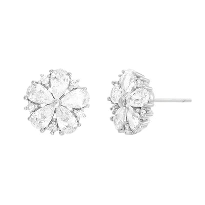 Sterling silver clear flower studs