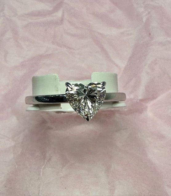 heart solitaire ring in white gold