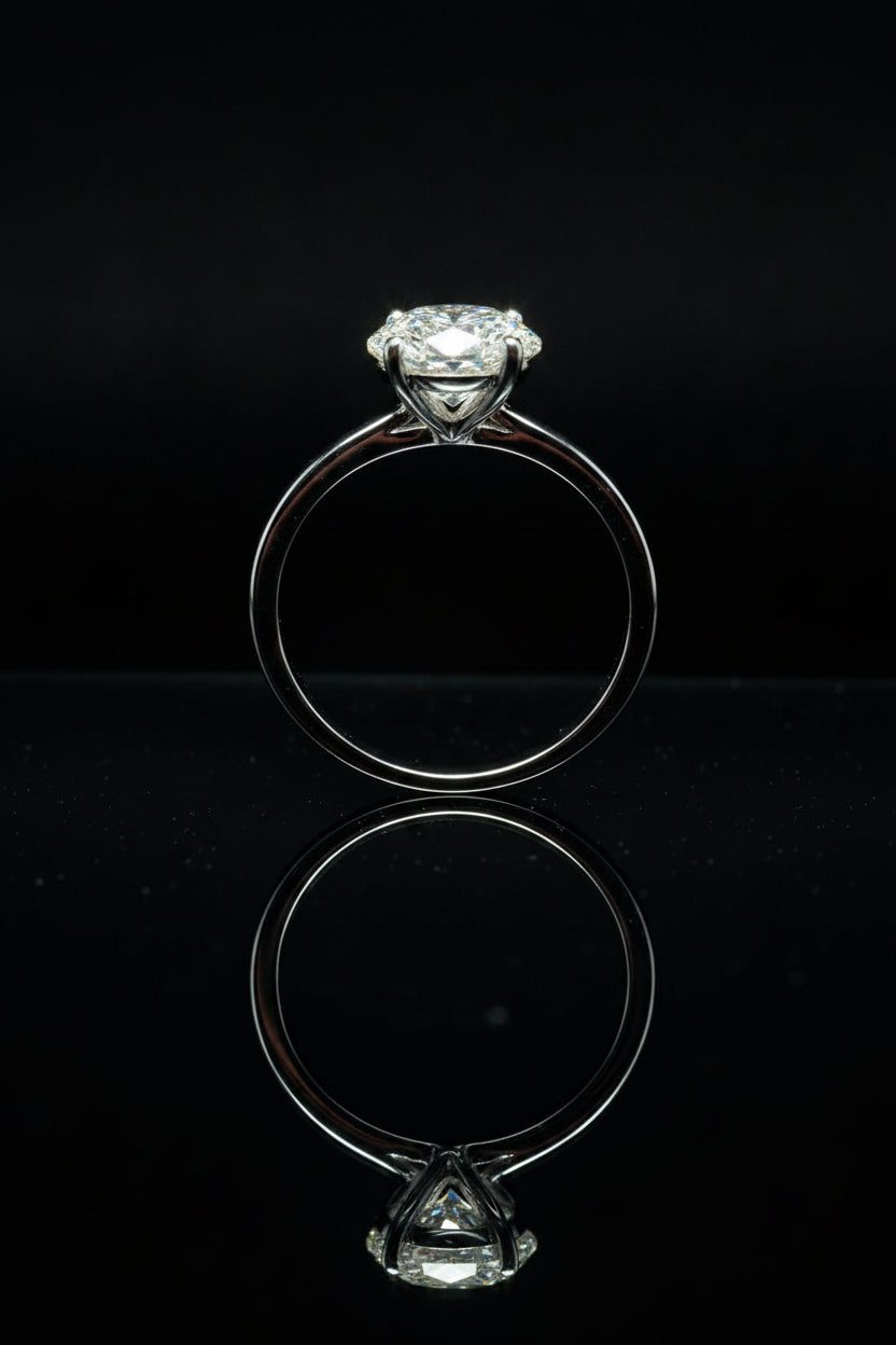 1 ct oval engagement ring in white gold