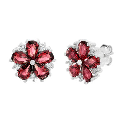 Sterling silver pink flower studs
