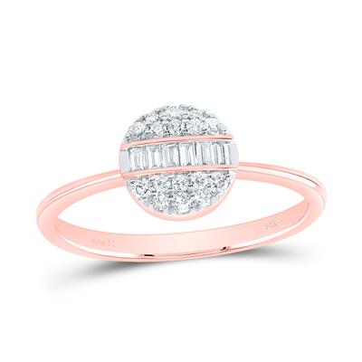 Rose gold and natural diamond round ring