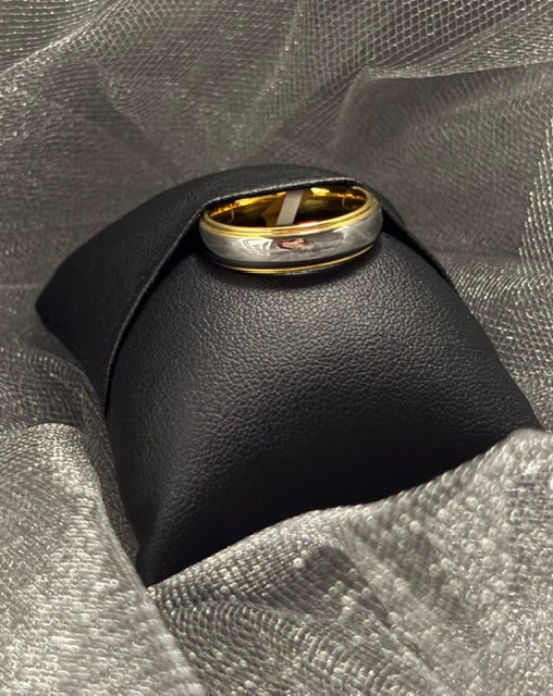 Silver Tungsten with Gold trim
