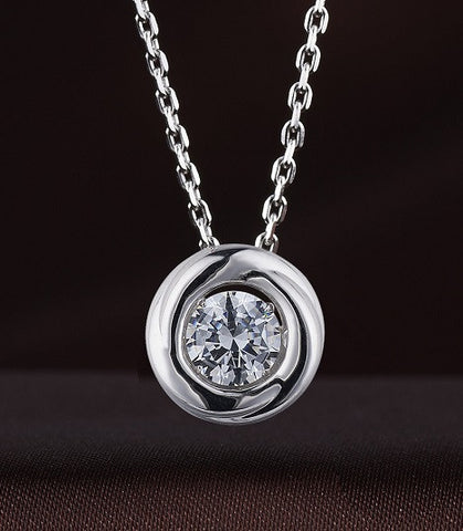 Sterling Silver & diamond halo necklace
