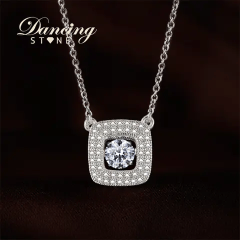 Square pendant diamond necklace