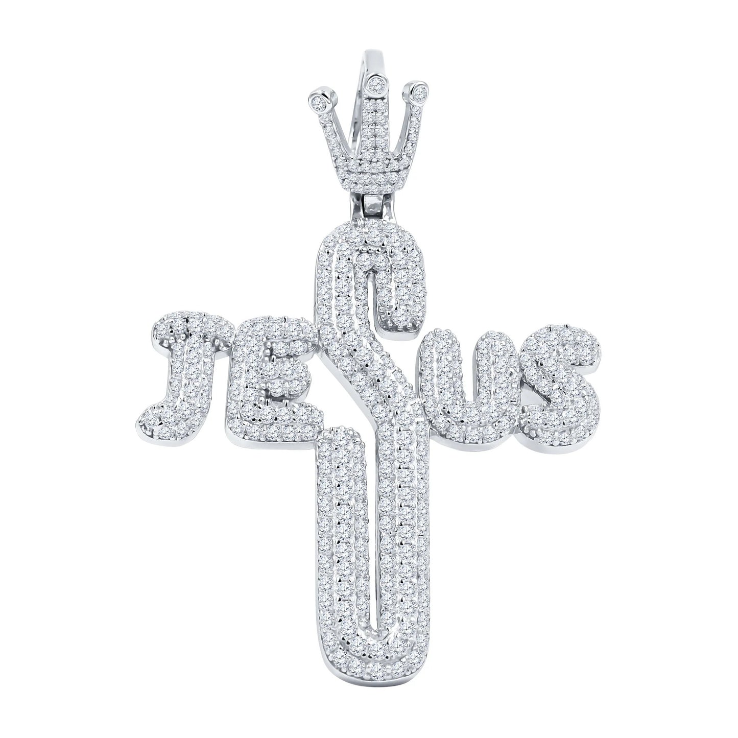 18k White Gold Diamond Jesus Pendant ss