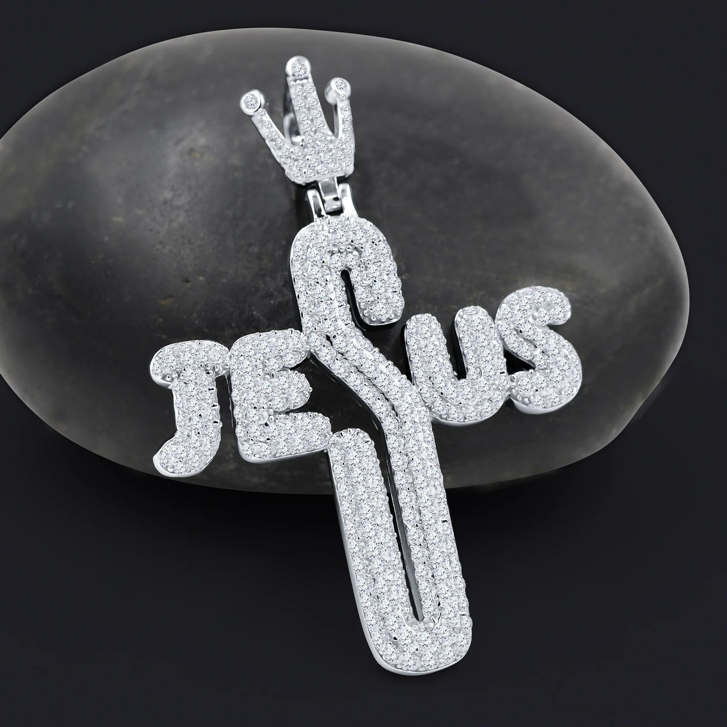 jesus Pendant moissanite silver 
