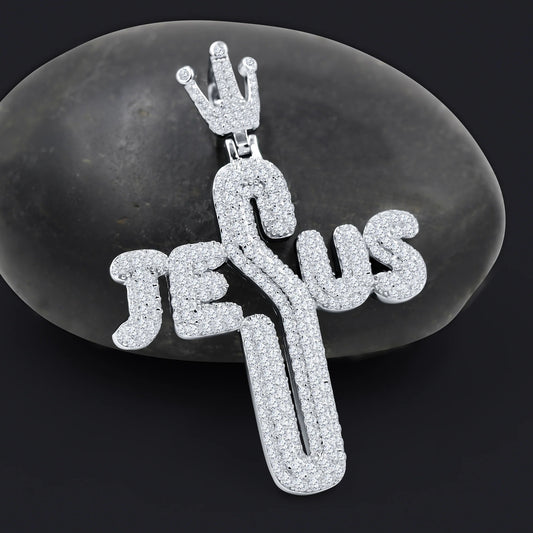 jesus Pendant moissanite silver 
