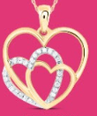 Natural diamond 3 hearts pendants