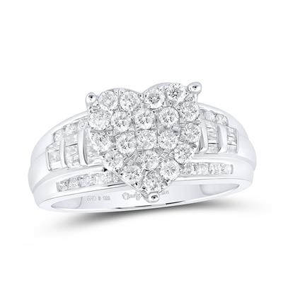 Diamond heart ring silver color