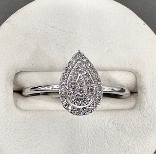 1/6CTW Natural Diamond Pear Cluster Ring