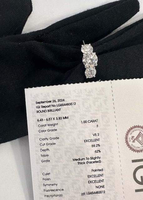 certified lab grown diamond 3 stone engagement ring