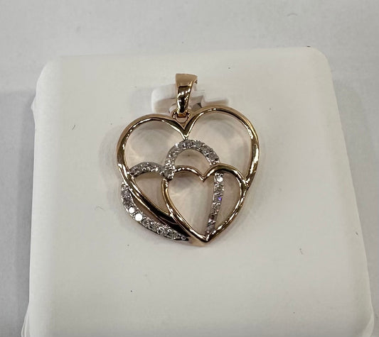 1/10 CTW Diamond 3 Hearts Pendants