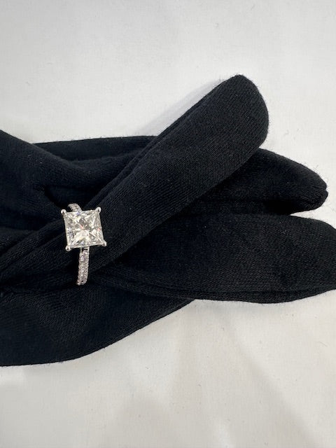 2.11 CT Certified Princess Cut Engagement Ring
