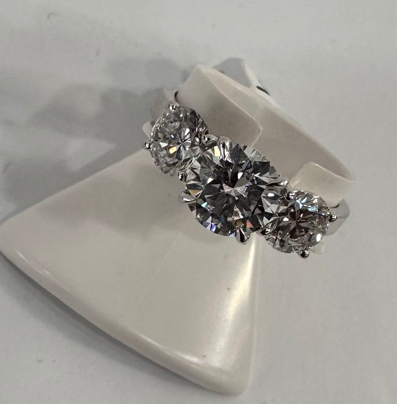 three stone anniversary ring certified lab grown diamonds