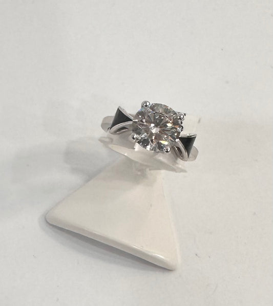 IGI certified lab grown diamond ring with onyx