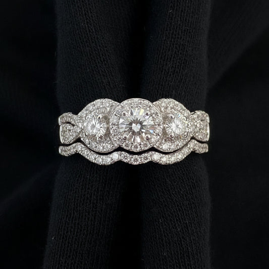 Three stone diamond set in white gold