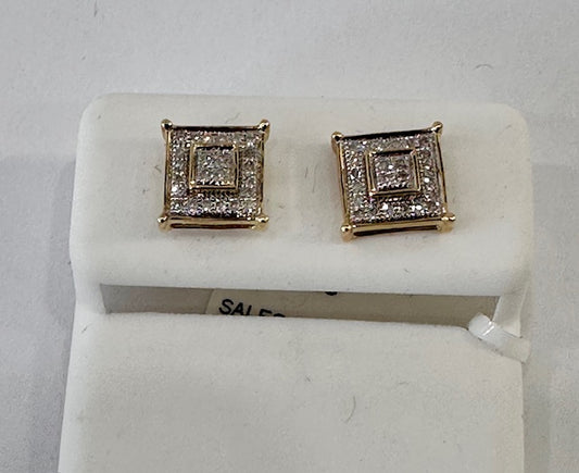 Square design natural diamond studs for men