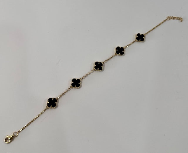 yellow gold and black clover bracelet