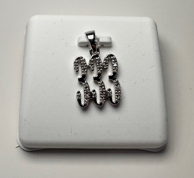 #3 angel number diamond pendant