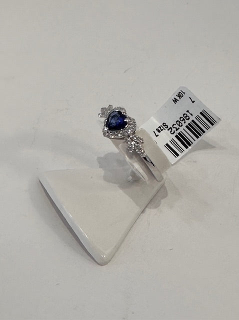 Natural diamond and blue sapphire in white gold
